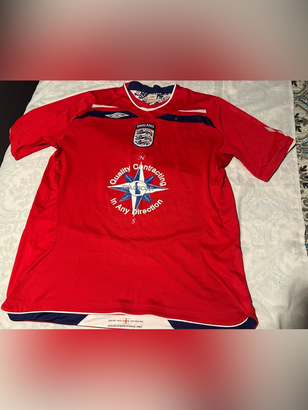 Umbro Red England Football Jersey 2008-2010 Granados #16 size XL